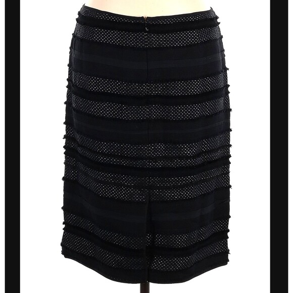 Talbots Tweed Pencil Skirt Size 10 Black Fringe Textured Lined Career Office NWT - Picture 9 of 15